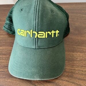 Carhartt Snapback Trucker Hat Cap Green With Gold Yellow Lettering One Size